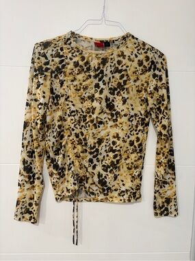 Long Sleeve Animal Print Top in Yellow and Black